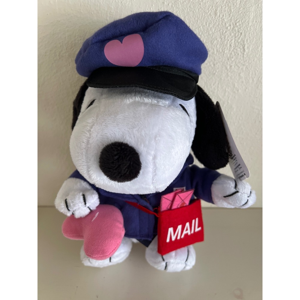 Peanuts Snoopy Mailman Plush Unisex OS Blue New Valentine Heart Mail Bag 566990